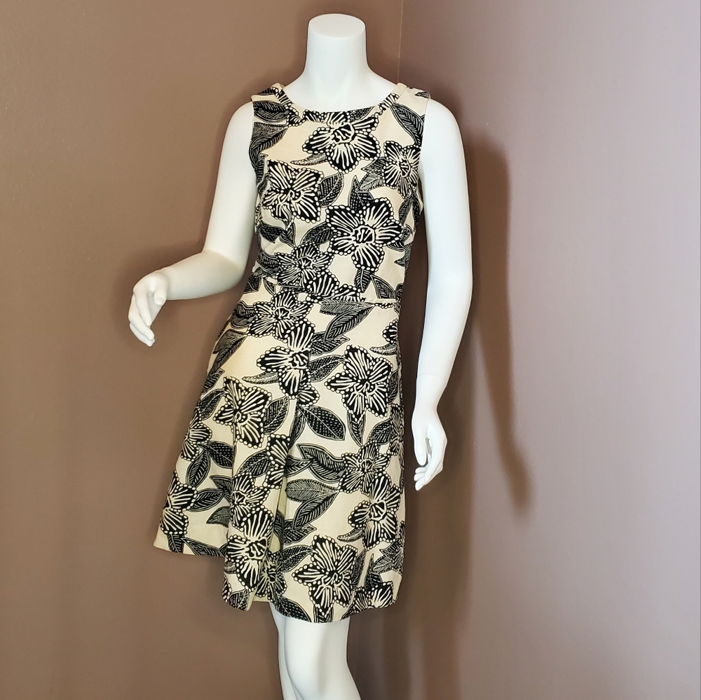 J CREW ivory & black cotton canvas dress 2